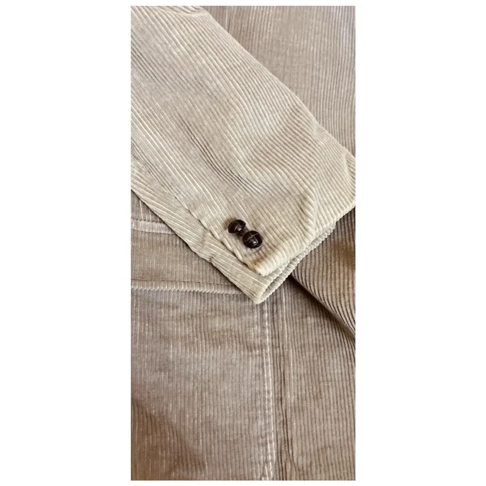 BRAD WHITNEY Mens Wide-Wale Tan Corduroy Western Blazer XL (46) Vintage Poland